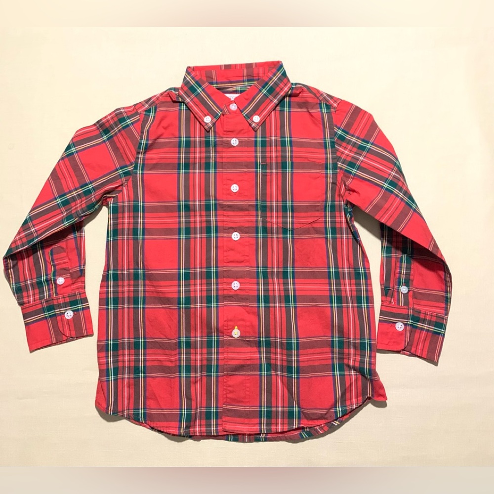 Crewcuts Red Plaid 100% Cotton Button Down Shirt | Boys 2 NWT